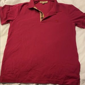 Men’s Burberry polo shirt slim fit fuschia small